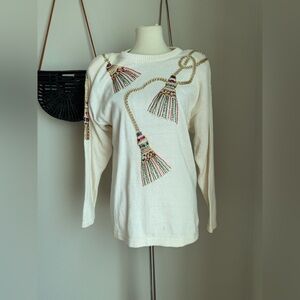 Vintage Victoria Harbour Sequin Rope Sweater, Size Large